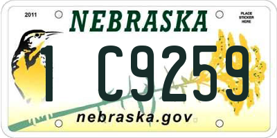 NE license plate 1C9259