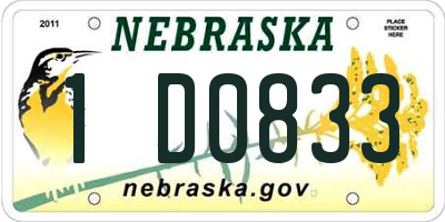 NE license plate 1D0833