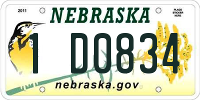 NE license plate 1D0834