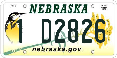 NE license plate 1D2826