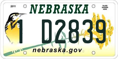 NE license plate 1D2839