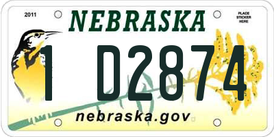 NE license plate 1D2874