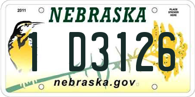 NE license plate 1D3126