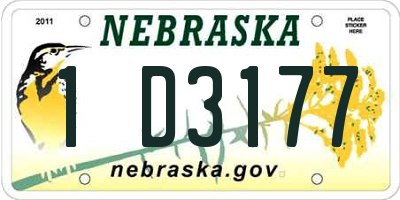 NE license plate 1D3177