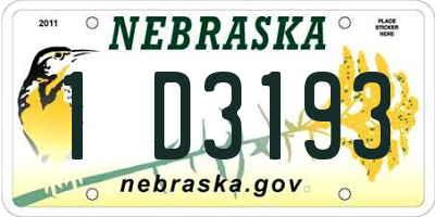 NE license plate 1D3193
