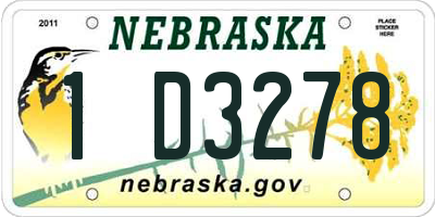 NE license plate 1D3278