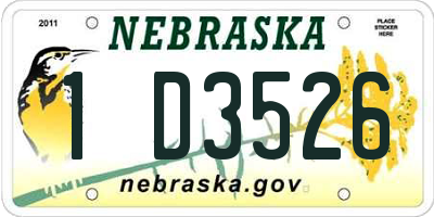 NE license plate 1D3526