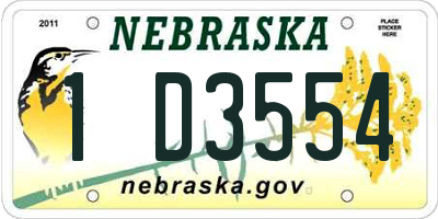 NE license plate 1D3554