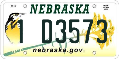 NE license plate 1D3573