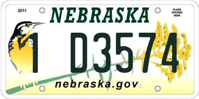 NE license plate 1D3574