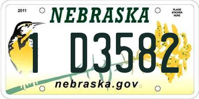 NE license plate 1D3582