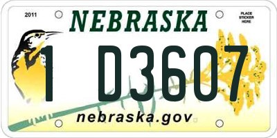 NE license plate 1D3607