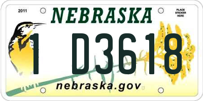 NE license plate 1D3618
