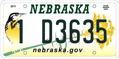 NE license plate 1D3635