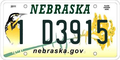 NE license plate 1D3915
