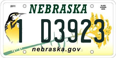 NE license plate 1D3923