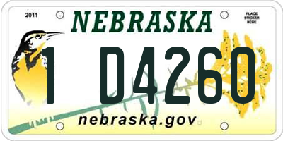 NE license plate 1D4260