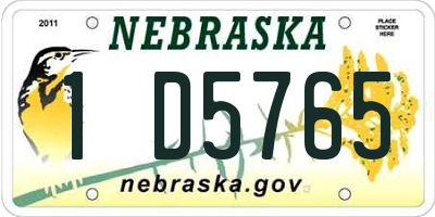 NE license plate 1D5765