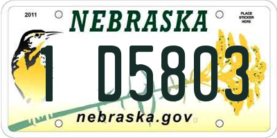 NE license plate 1D5803