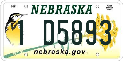 NE license plate 1D5893
