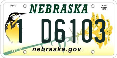 NE license plate 1D6103