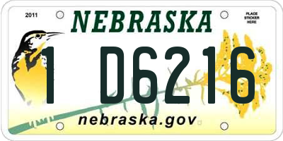 NE license plate 1D6216