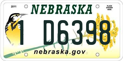 NE license plate 1D6398