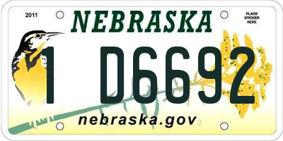 NE license plate 1D6692