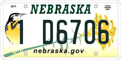 NE license plate 1D6706