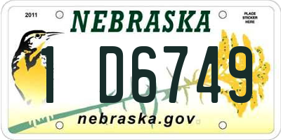 NE license plate 1D6749