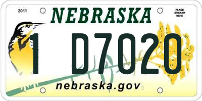 NE license plate 1D7020