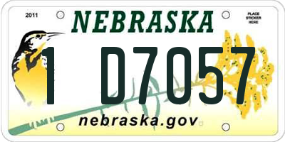 NE license plate 1D7057