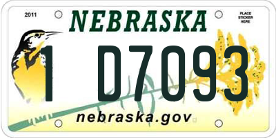 NE license plate 1D7093