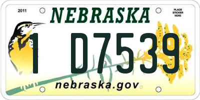 NE license plate 1D7539