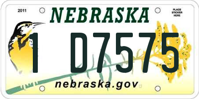 NE license plate 1D7575