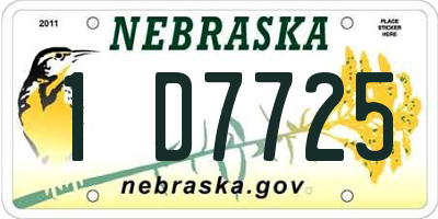 NE license plate 1D7725