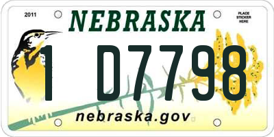 NE license plate 1D7798