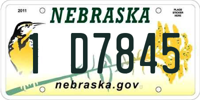 NE license plate 1D7845