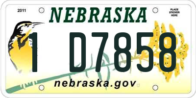 NE license plate 1D7858