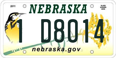 NE license plate 1D8014