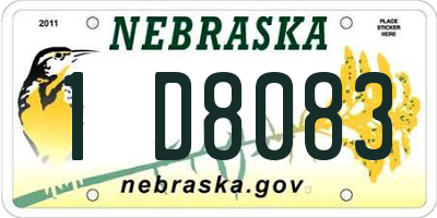 NE license plate 1D8083