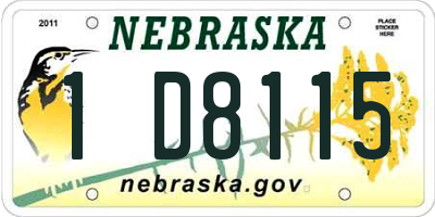NE license plate 1D8115