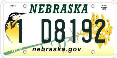 NE license plate 1D8192