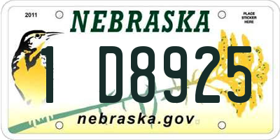 NE license plate 1D8925