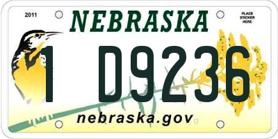 NE license plate 1D9236