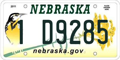 NE license plate 1D9285
