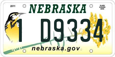 NE license plate 1D9334