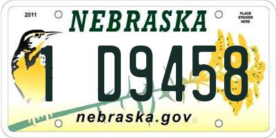 NE license plate 1D9458