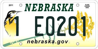 NE license plate 1E0201