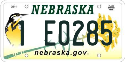 NE license plate 1E0285